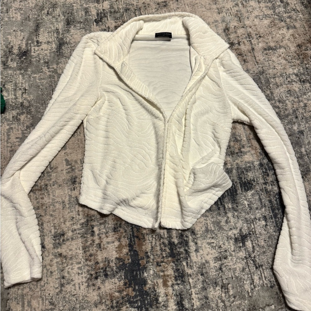 White Textured Clip Jacket